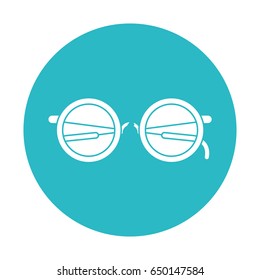 circle light blue with glasses icon vector illustration