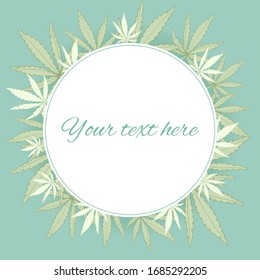 Afiche del vector de cannabis con luz circular 
