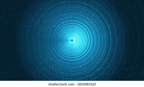 Circle Light Equalizer On Digital Sound Wave Background,technology And Earthquake Wave Diagram Concept,design For Music Studio And Science,Vector Illustration.