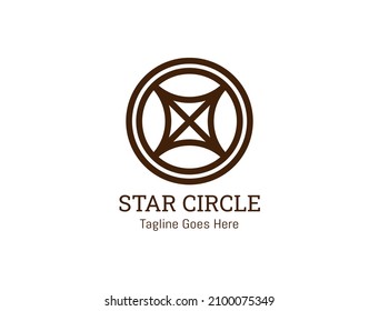 A circle with a light illustration of a star in the center for an abstract logo