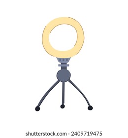 circle light ring cartoon. tripod line, blue phone, stand round circle light ring sign. isolated symbol vector illustration