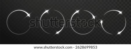 Circle light star frames isolated. Circles light with tracing effect. Light glowing effect. Abstract motion lines