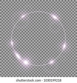Circle of light, stylish lights round on transparent bacground, light effect, purple color