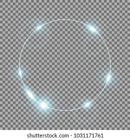 Círculo de luz, luces estilizadas sobre fondo transparente, efecto claro, color acuático