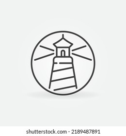 Circle with Lighthouse linear vector concept icon or logo element