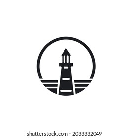 circle lighthouse vector illustration design template