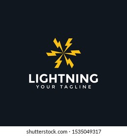 Circle Lightning Bolt Thunder Electric Power Energy Logo Design Template