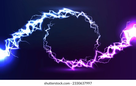 Circle lightnings template with sparks. Vector.