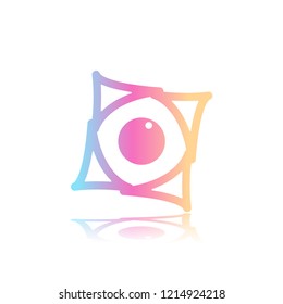 circle like eye in box.  vector illustration graphic design. gradient color pink and blue