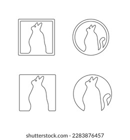Circle Line Art Cat Vektorgrafik 