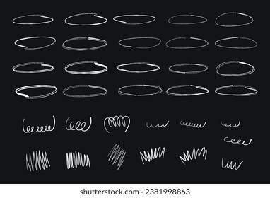 circle line art for highlighting text. Hand drawn rounds Bubbles Set. doodle sketch symbols on a white background. vector illustration graphic design elements