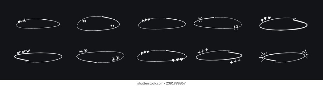 circle line art for highlighting text. Hand drawn rounds Bubbles Set. doodle sketch symbols on a white background. vector illustration graphic design elements