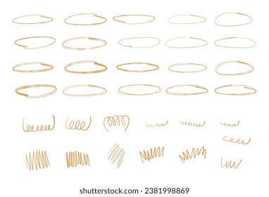 circle line art for highlighting text. Hand drawn rounds Bubbles Set. doodle sketch symbols on a white background. vector illustration graphic design elements
