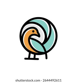 Diseño de logotipo de pájaro de línea circular