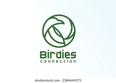 circle line bird minimalist elegant modern logo vector