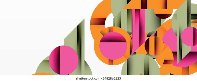 Circle and line geometric background. Round shapes with diagonal lines composition for wallpaper, banner, background or landing