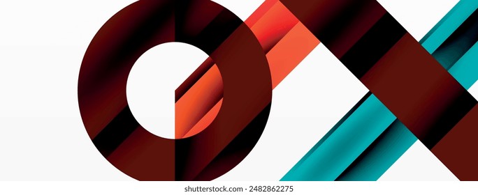 Circle and line geometric background. Round shapes with diagonal lines composition for wallpaper, banner, background or landing