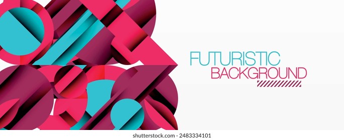 Circle and line geometric background. Round shapes with diagonal lines composition for wallpaper, banner, background or landing