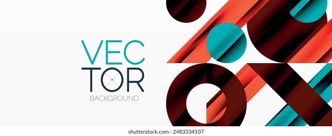 Circle and line geometric background. Round shapes with diagonal lines composition for wallpaper, banner, background or landing