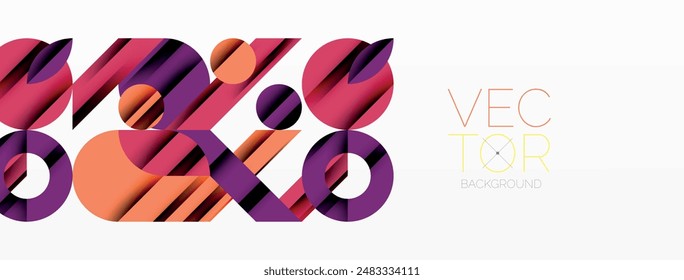 Circle and line geometric background. Round shapes with diagonal lines composition for wallpaper, banner, background or landing