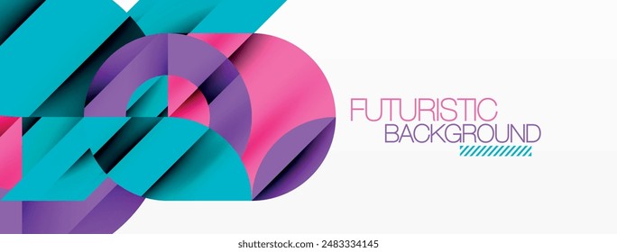 Circle and line geometric background. Round shapes with diagonal lines composition for wallpaper, banner, background or landing