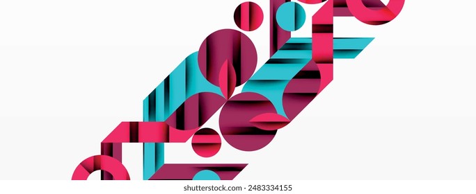 Circle and line geometric background. Round shapes with diagonal lines composition for wallpaper, banner, background or landing