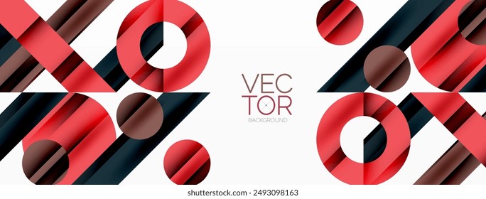 Circle and line geometric background. Round shapes with diagonal lines composition for wallpaper, banner, background or landing