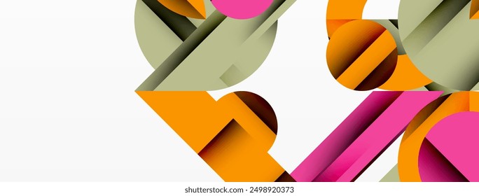 Circle and line geometric background. Round shapes with diagonal lines composition for wallpaper, banner, background or landing