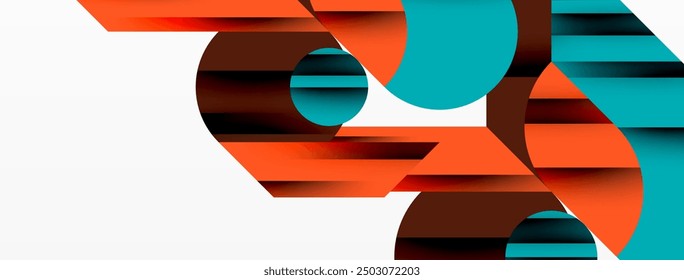 Circle and line geometric background. Round shapes with diagonal lines composition for wallpaper, banner, background or landing