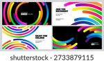 Circle Line Graphic Pattern. Color Gradient Wave Line Abstract Background. Circular Curve Shape Rainbow Ribbons. Round Neon Colored Dynamic Posters