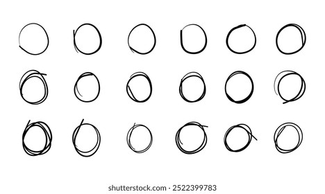 Circle line hand draw sketch. Circular scribble doodle vector illustration on white background. Pencil or pen circle sign