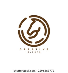 Circle line house head logo design badge stamp or sticker