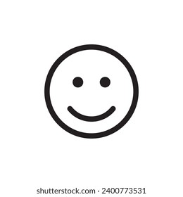circle line icon smiley face flat vector 