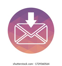 Circle Line Incoming Message Envelope Icon Vector Triangulation Art