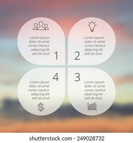 Circle Line Infographic. Template For Cycle Diagram, Graph, Presentation And Round Chart. Business Concept With 4 Options, Parts, Steps Or Processes. Linear Graphic. Blur Vector Background.