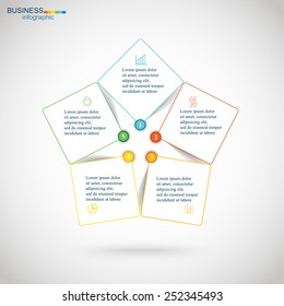 Circle line infographic. Template for cycle diagram, graph, presentation and round chart. Business concept with 5 options, parts, steps or processes. 