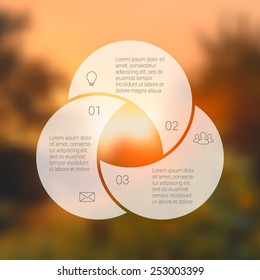 Circle line infographic. Template for cycle diagram, graph, presentation and round chart. Business concept with 3 options, parts, steps or processes. Linear graphic. Blur vector background.