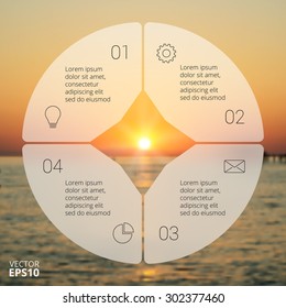 Circle Line Infographic. Template For Cycle Diagram, Graph, Presentation And Round Chart. Business Concept With 4 Options, Parts, Steps Or Processes. Linear Graphic. Blur Vector Background.