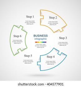 Circle line infographic. Template for cycle diagram, graph, presentation and round chart. Business concept with 6 options, parts, steps or processes. 