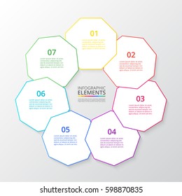 Circle line infographic. Template for cycle diagram, graph, presentation and round chart. Business concept with 7 options, parts, steps or processes.