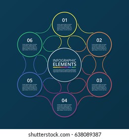 Circle line infographic. Template for cycle diagram, graph, presentation and round chart. Business concept with 6 options, parts, steps or processes.