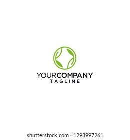 circle line leaf logo leaves vector icon