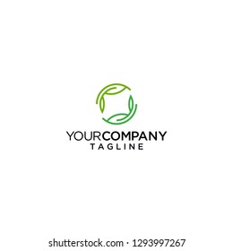 circle line leaf logo leaves vector icon