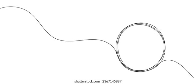 Circular línea de un marco de la mano de una forma simple vector zen dibujado abstracto redondo. Icono de una línea contínuo trazo dibujo ilustración contorno bola circular negro lápiz garabato anillo delgado