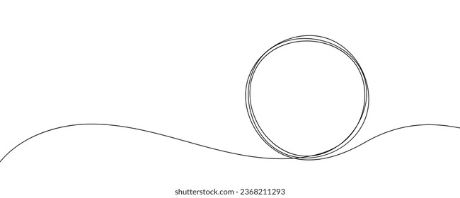 Circle line one frame art hand single shape vector zen drawn abstract round. Continuous one line circle icon stroke sketch illustration draw outline ball black circular pencil logo scribble thin ring