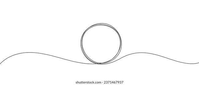 Circle line one frame art hand single shape vector zen drawn abstract round. Continuous one line circle icon stroke sketch illustration draw outline ball black circular pencil logo scribble thin ring