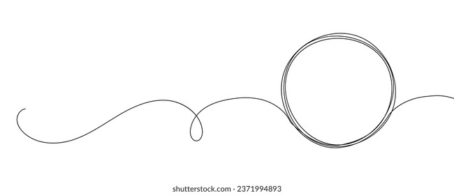 Circular línea de un marco de la mano de una forma simple vector zen dibujado abstracto redondo. Icono de una línea contínuo trazo dibujo ilustración contorno bola circular negro lápiz garabato anillo delgado