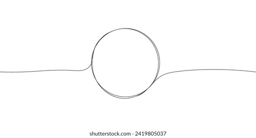 Circle line one frame. Continuous one line circle, stroke icon, sketch, circular pencil illustration, thin scribble