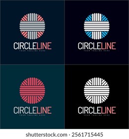 circle line ornament pattern logo set template design