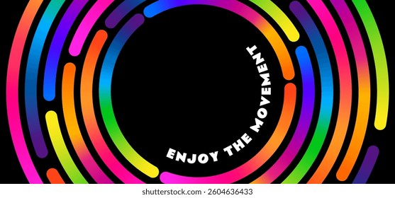 Circle Line Pattern. Round Gradient Lines. Abstract Vector Digital Graphic. Swirl Color Background Design